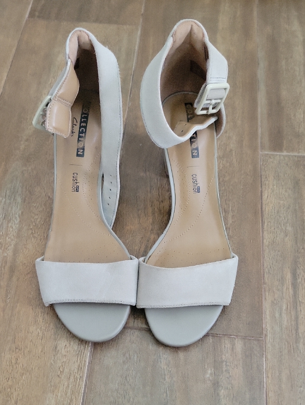 Clarks Women's Ankle Strap Heels in Light Beige
